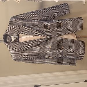 Topshop black and white check double breasted blazer